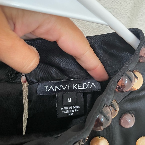 Anthropologie Tanvi Kedia Studded Black Sleeveless Mini Dress Gold Brown - Picture 10 of 14